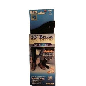 2 Pack - 35 BELOW Men's Dress Socks Black One Size Fits Most As Seen on TV NIP